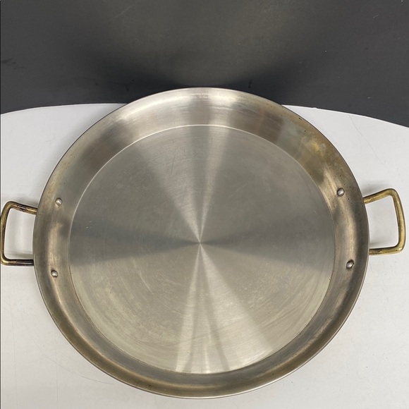 Copper Bottom Paella Pan Brass Handled 15 Inch - Picture 3 of 17